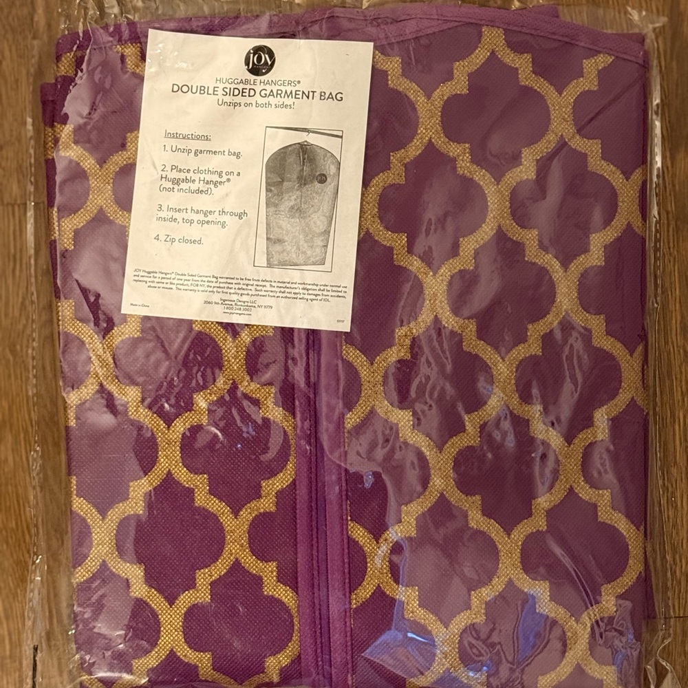Joy- Purple and Gold Double Sided Garment Bag